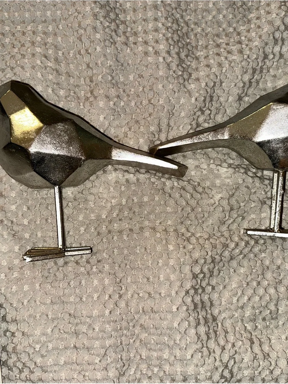 Geometric silver Bird Figurine Set - Decorative Table Accents